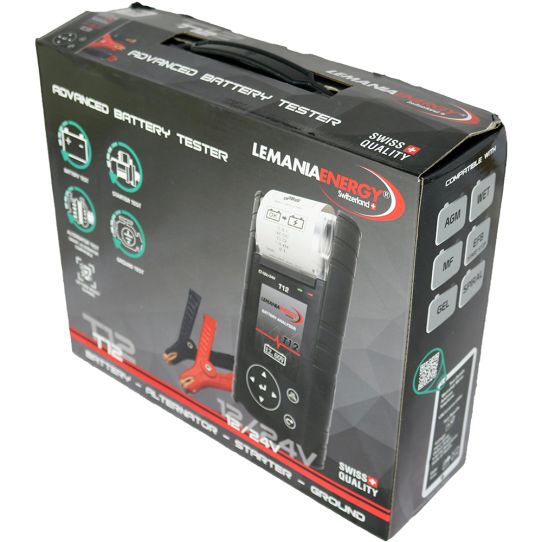 Тестер АКБ с цифровым дисплеем и встроенным термопринтером, 12/24В, защита от переполюсовки, LEMANIA ENERGY T12