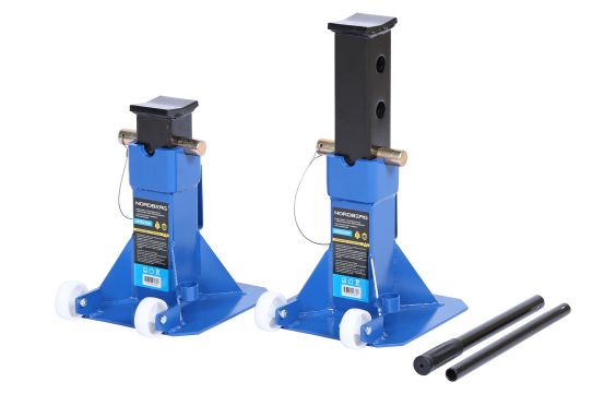 Подставка страховочная под автомобиль Nordberg N3022W 22 т, комплект 2 шт c колесами, фиксация при помощи пальца