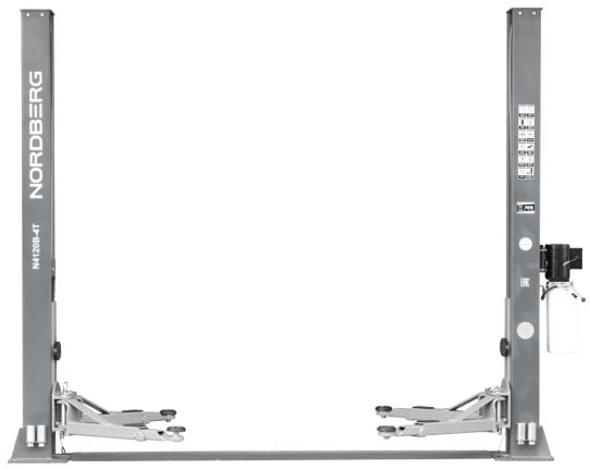 Двухстоечный подъемник Nordberg N4120B-4G_220 4т, электрогидравлический, с нижней синхронизацией