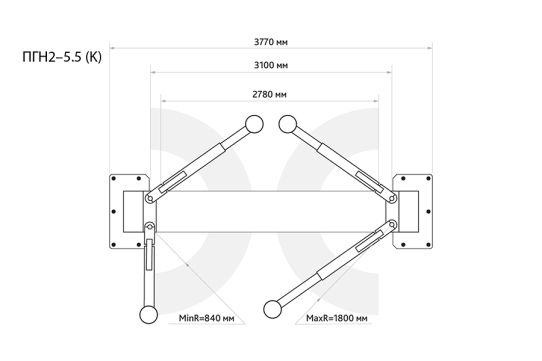 Двухстоечный подъемник Станкоимпорт ПГН2-5.5(К) 5.5т, электрогидравлический, 380В, с нижней синхронизацией, 110-1800 мм