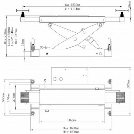 Траверса пневмогидравлическая для ножничных, четырехстоечных подъемников, 9 т Atis RJ-20A
