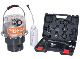 Установка для прокачки тормозов пневматическая с регулятором давления, емкость жидкости 5 л, 3 м шланг Dekar SF-BFR5