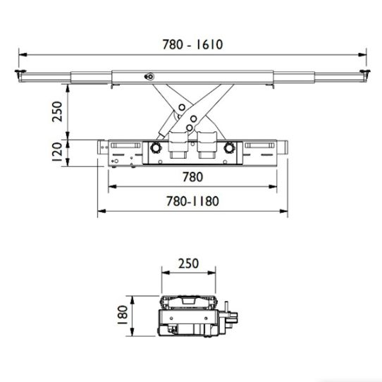 Ручная траверса для четырехстоечных подъёмников и для ямы, 2 т AC Hydraulic SD20L