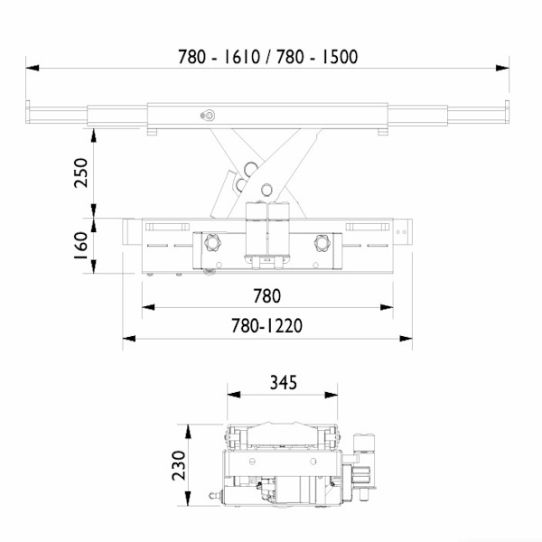 Траверса пневмогидравлическая для ножничных и 4-стоечных, для ямы, 3,2т AC SD32PHL