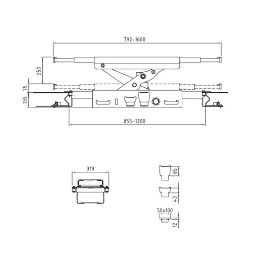 Траверса пневмогидравл. для ножничных и 4-стоечных подъемников, 2 т STENHOJ Micro20