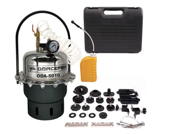 Установка для замены и прокачки тормозной жидкости пневматическая, объем жидкости 5л, давление до 2.8 бар ОДА Сервис ODA-5010