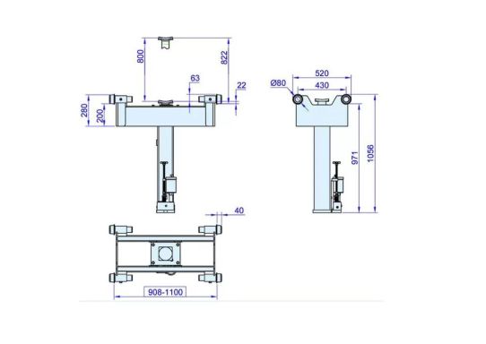 Канавный пневмогидравлический навесной одноштоковый подъемник 14 т DP14A Хорекс Авто