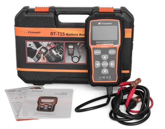 Профессиональный аккумуляторный тестер Foxwell BT715 12, 24В с LED дисплеем и встроенным термопринтером, защита от переполюсовки Foxwell BT715