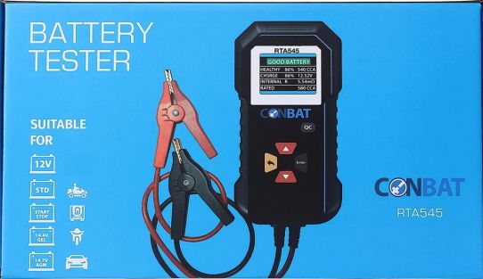 Тестер аккумуляторных батарей 12В AGM GEL WET EFB с LED дисплеем, встроенным принтером, защитой от переполюсовки Conbat RTA545