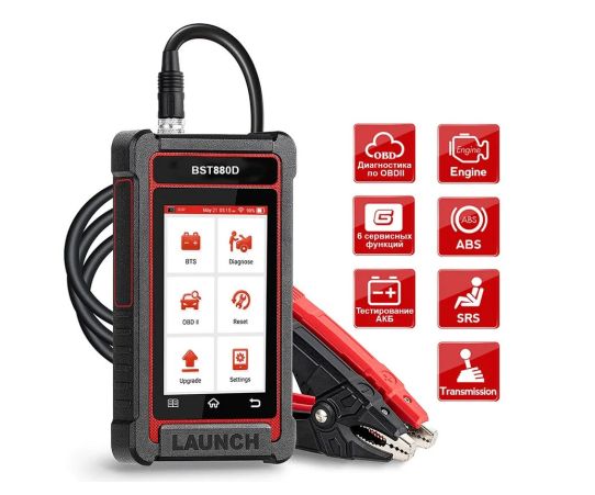 Тестер аккумуляторов 12В AGM GEL EFB WET с сенсорным дисплеем, цифровым индикатором, поддержкой Wi-Fi печати Launch BST-880D 301050669