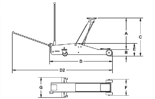 Подкатной гидравлический домкрат до 2 тонн, 135-800мм с педалью RODCRAFT RH 251