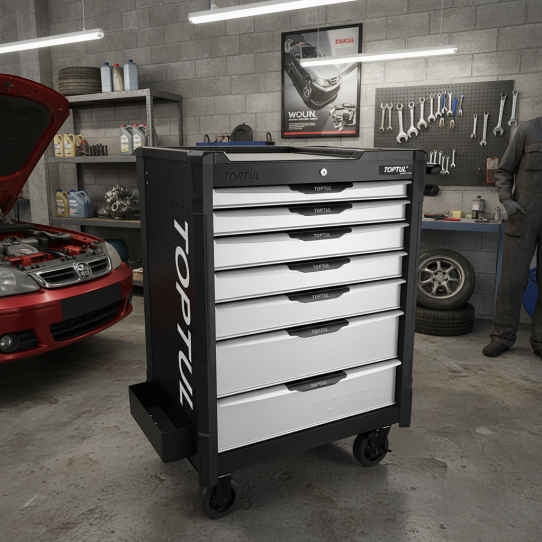 Тележка инструментальная TOPTUL GE-21351, 7 ящиков, с набором инструментов 213 предметов 