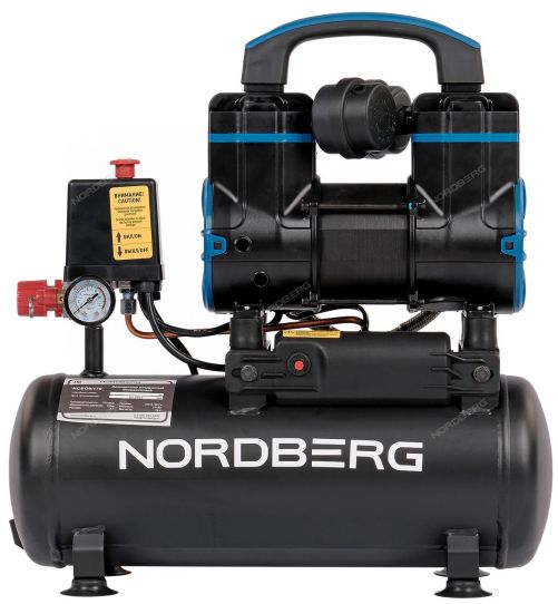 Поршневой компрессор 8 л, 170 л/м, 220В, 0.9 кВт, коаксиальный, безмасляный Nordberg NCEO8/170