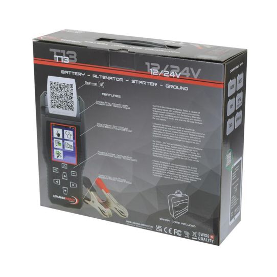 Тестер аккумуляторов 12/24В AGM GEL EFB с цифровым дисплеем и встроенным термопринтером, LEMANIA ENERGY T13