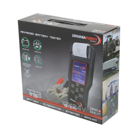 Тестер аккумуляторов 12/24В AGM GEL EFB с цифровым дисплеем и встроенным термопринтером, LEMANIA ENERGY T13