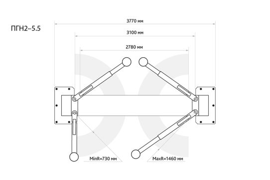 Двухстоечный подъемник Станкоимпорт ПГН2-5.5 380В 5.5т, электрогидравлический, 380В, с нижней синхронизацией, 110-1800 мм