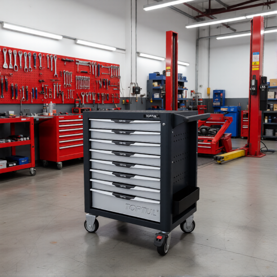 Тележка инструментальная TOPTUL GE-32203, 8 ящиков, с набором инструментов 322 предмета 