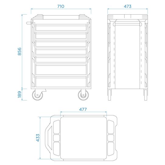 Тележка инструментальная KING TONY 87SQ31-7B-BK, 7 ящиков, без инструментов