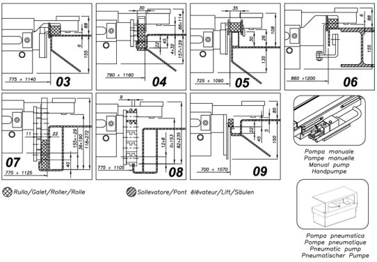 Траверса пневмогидравлическая для ямы и четырехстоечных подъемников, 2т RAL9005 APAC, 1542A