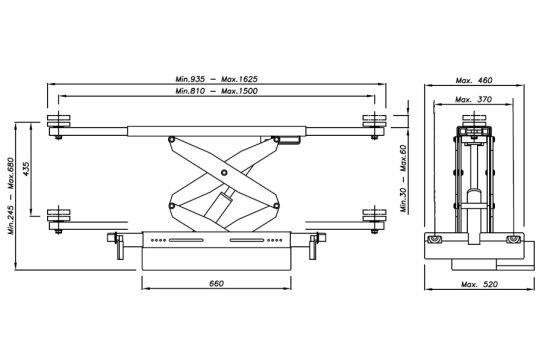 Траверса пневмогидравлическая для ямы и четырехстоечных подъемников, 2т RAL9005 APAC, 1542A