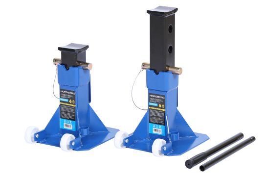 Подставка страховочная под автомобиль Nordberg N3022W 22 т, комплект 2 шт c колесами, фиксация при помощи пальца