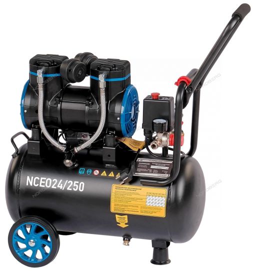 Поршневой компрессор 24 л, 250 л/м, 220В, 1.45 кВт, коаксиальный, безмасляный Nordberg NCEO24/250