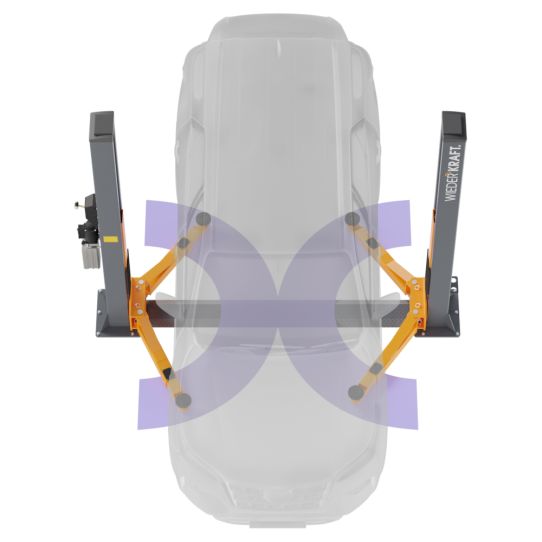 Двухстоечный подъемник Wiederkraft WDK-522/220 4т, электромеханический, 220В, с нижней синхронизацией, 110-1920 мм