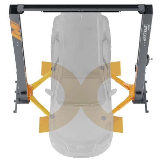 Двухстоечный подъемник Wiederkraft WDK-525N 5т, электрогидравлический, 380В, с верхней синхронизацией, 120-1920 мм
