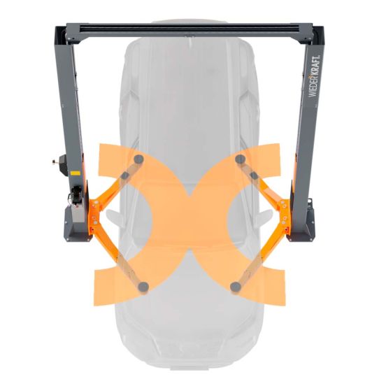 Двухстоечный подъемник Wiederkraft WDK-529 4т, электрогидравлический, 380В, с верхней синхронизацией, 110-1920 мм