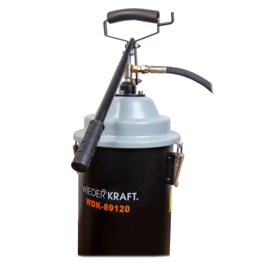 Нагнетатель смазки ручной 13 л, Wiederkraft WDK-89120, механический, с длиной шланга 2.5 метра