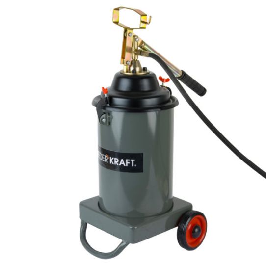 Нагнетатель смазки ручной для бочек на 13 л, Wiederkraft WDK-89625 25 бар, механический, с подающим шлангом на 2.5 м