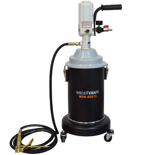 Нагнетатель смазки для бочек на 13 л, Wiederkraft WDK-89813 6-8 бар, пневматический, с максимальным давлением смазки 30 МПа