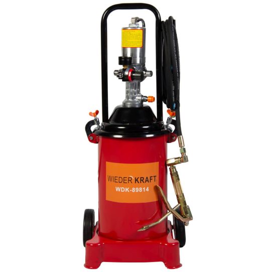  Нагнетатель смазки пневматический с баком 13 л, давление до 8 бар, производительность 600 г/мин Wiederkraft WDK-89814