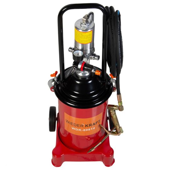  Нагнетатель смазки пневматический с баком 13 л, давление до 8 бар, производительность 600 г/мин Wiederkraft WDK-89814