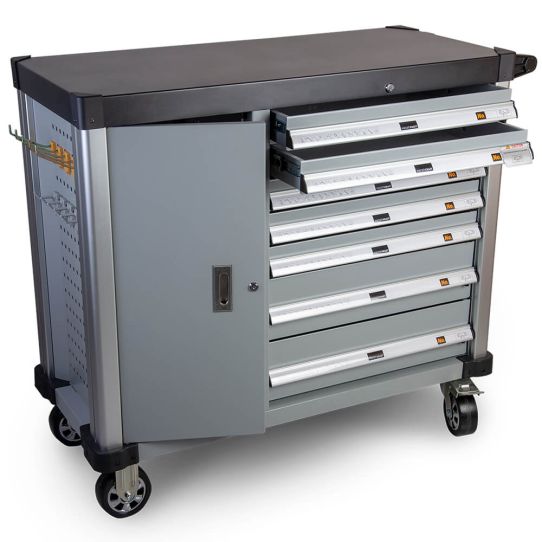 Тележка инструментальная Wiederkraft WDK-907, 7 ящиков, боковой отсек, без инструментов