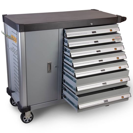 Тележка инструментальная Wiederkraft WDK-907, 7 ящиков, боковой отсек, без инструментов