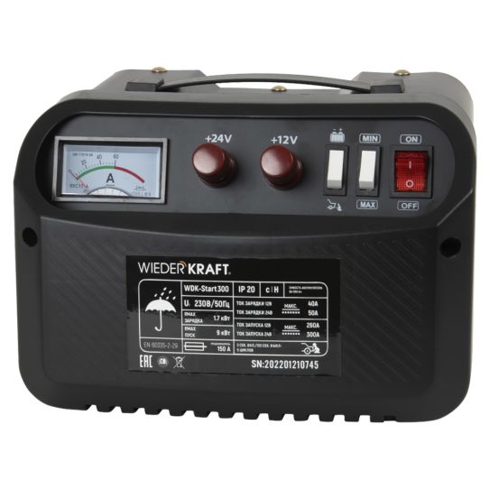 Пуско-зарядное устройство для 12В и 24В аккумуляторов, пусковой ток 300A WDK-Start300 Wiederkraft