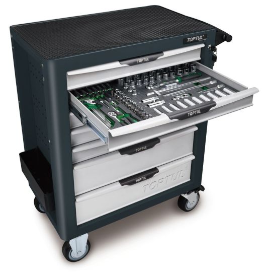 Тележка инструментальная TOPTUL GE-26109, 7 ящиков, с набором инструментов 261 предмет 