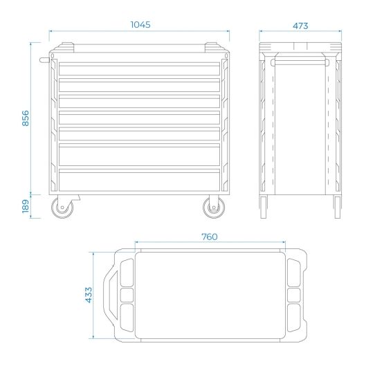 Тележка инструментальная KING TONY 87SQ33-7B-BK, 7 ящиков, без инструментов