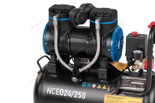 Поршневой компрессор 24 л, 250 л/м, 220В, 1.45 кВт, коаксиальный, безмасляный Nordberg NCEO24/250
