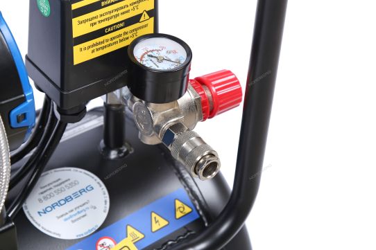 Поршневой компрессор 18 л, 170 л/м, 220В, 0.9 кВт, коаксиальный, безмасляный Nordberg NCEO10/170