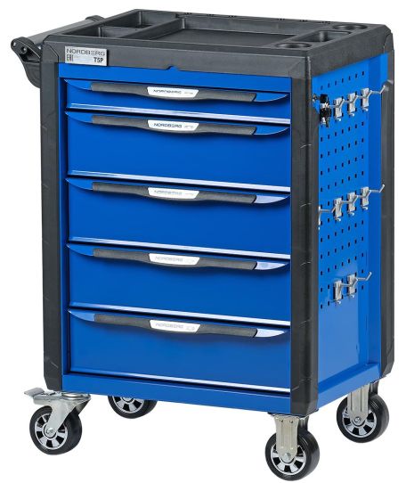Тележка инструментальная, Nordberg T5P, 5 ящиков, с системой защиты от опрокидывания, синяя