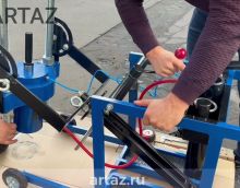Шкворнедав 75 тонн ВШ 75 ARTAZ. Демонстрация выпрессовщика шкворней грузовых автомобилей на тележке Шкворнедав 75 тонн ВШ 75 ARTAZ. Демонстрация выпрессовщика шкворней грузовых автомобилей на тележке