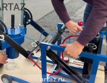 Шкворнедав 75 тонн ВШ 75 ARTAZ. Демонстрация выпрессовщика шкворней грузовых автомобилей на тележке Шкворнедав 75 тонн ВШ 75 ARTAZ. Демонстрация выпрессовщика шкворней грузовых автомобилей на тележке